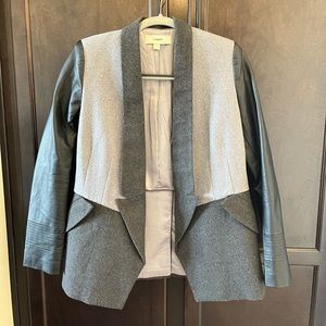 Like New- Black/Grey Wool & Vegan Leather Blazer